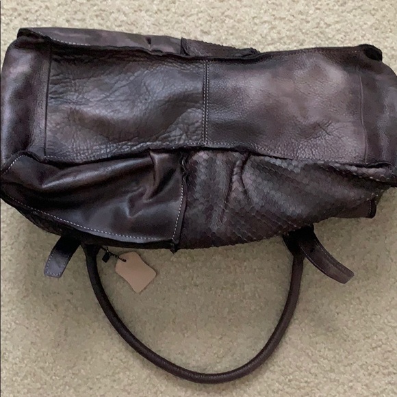 Brown patchwork pattern tote - Picture 5 of 7